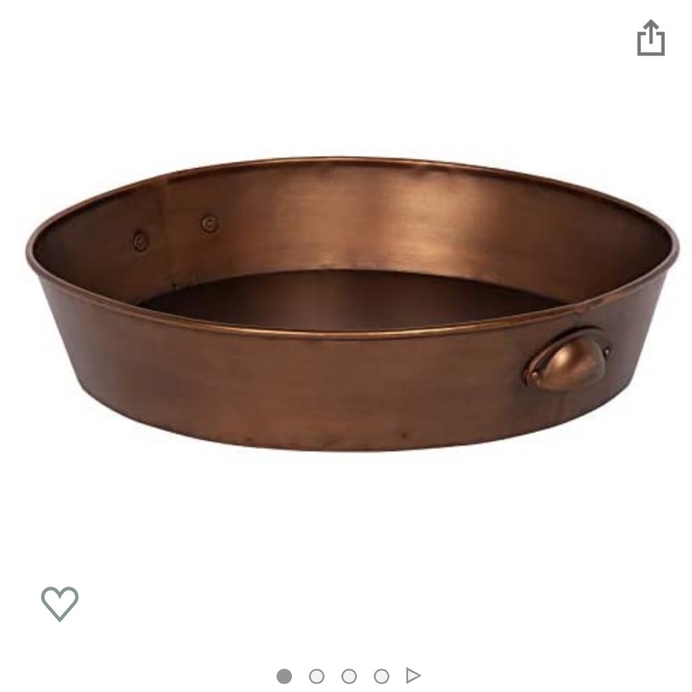NEW Rustic Metal Tray With Handles Antique Copper